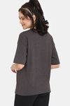 Rosaline Mickey & Donald Knit Cotton Top - Anthra Melange — thumbnail 3